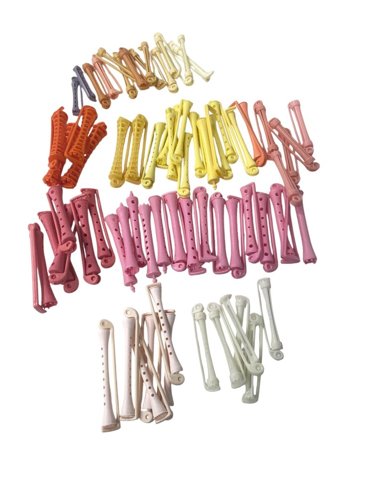 Large Lot Assorted Vintage Plastic Perm Rods Rollers Cold Wave Hair Curlers