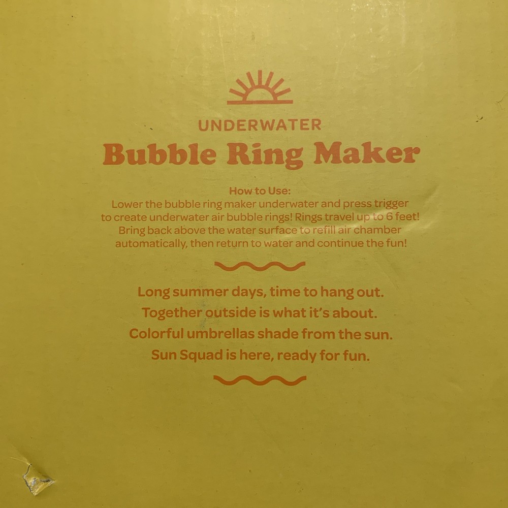 Sun Squad (Target) Underwater Bubble Ring Maker Makes A Bubble Underwater