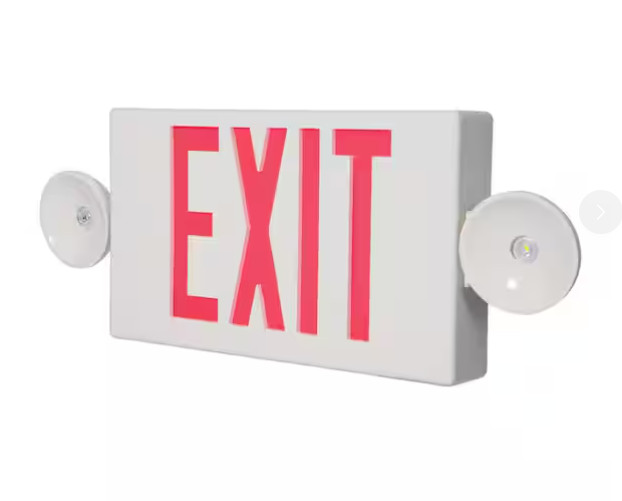 EmergencyLight Exit Sign Combo White Integrated LED Lighting 2 Head 2.5 Watt A1