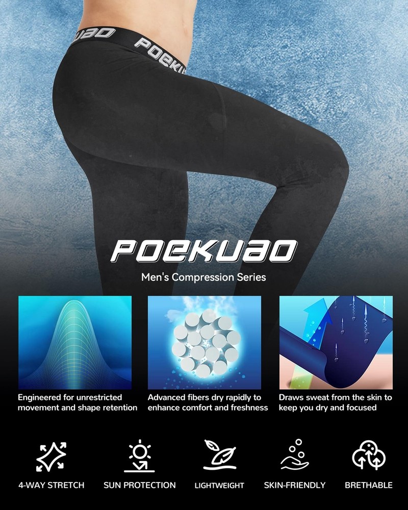 2 Pack Men’s Compression Pants Athletic Workout Leggings Running Tights Qu