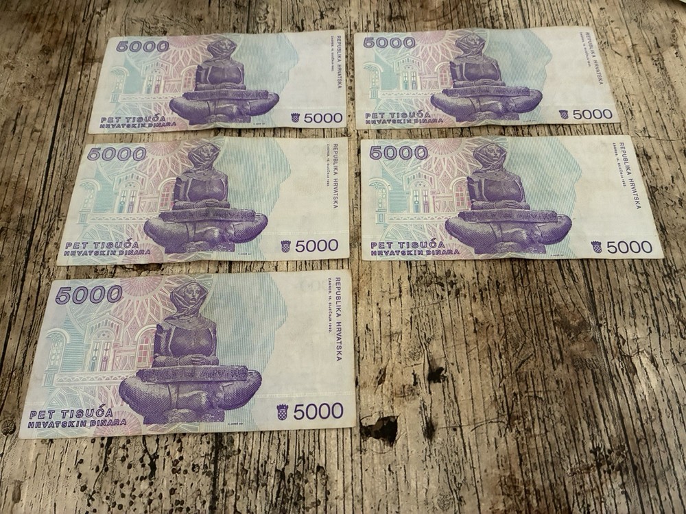 CROATIA banknotes 5000 Dinara 1992 X 5