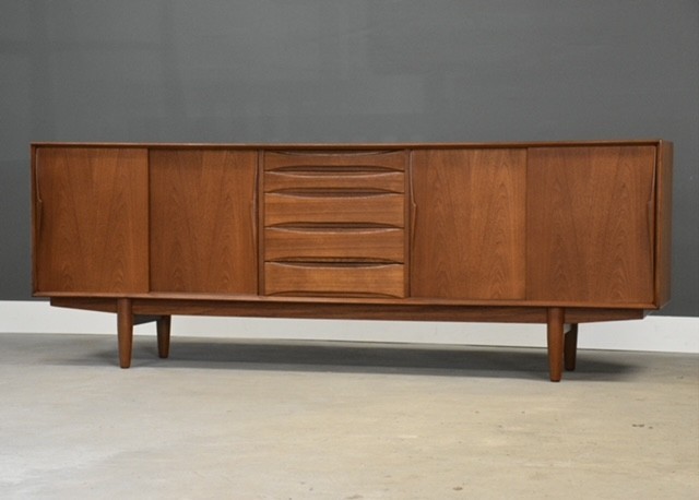 Refinished Arne Vodder for Skovby 86” Teak Credenza