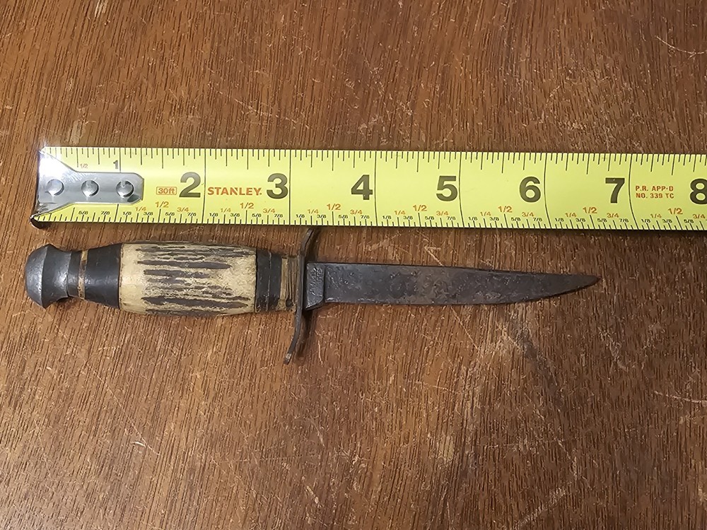 PIC Solingen Germany Stag Handle Fixed Blade Hunting Knife w/ Sheath Needs Work