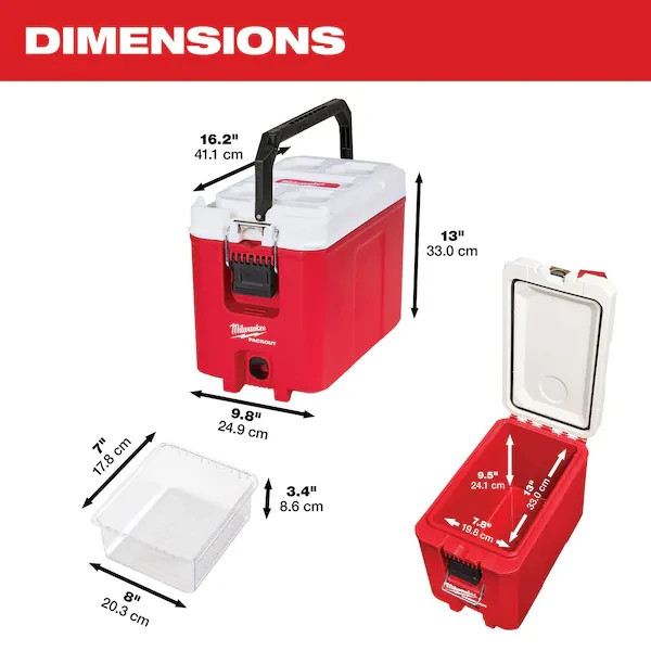 Milwaukee 48-22-8460 16 Quart Packout Compact Cooler - Red