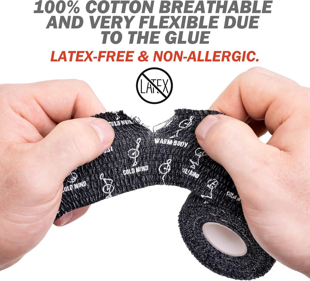 Flexible Thumb Hookgrip for Cross Training - Black (6 Rolls)