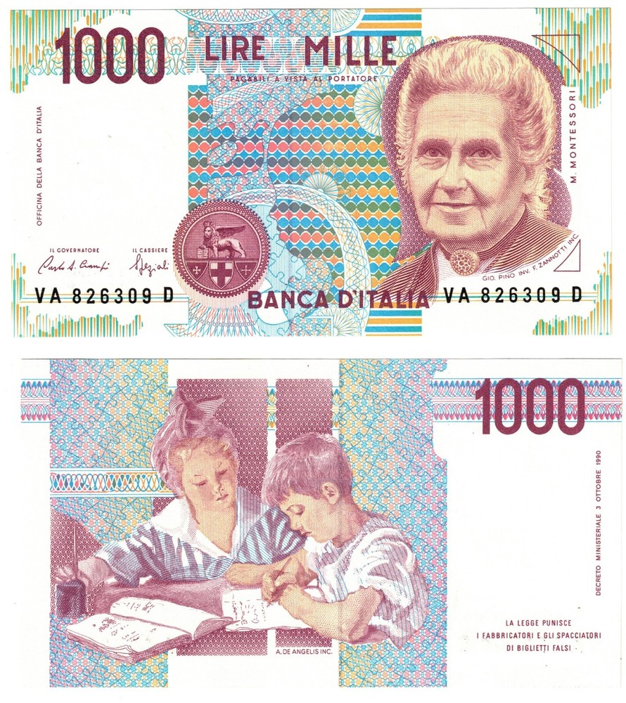 1990 Italy 1000 Lire Banknote UNC P114a
