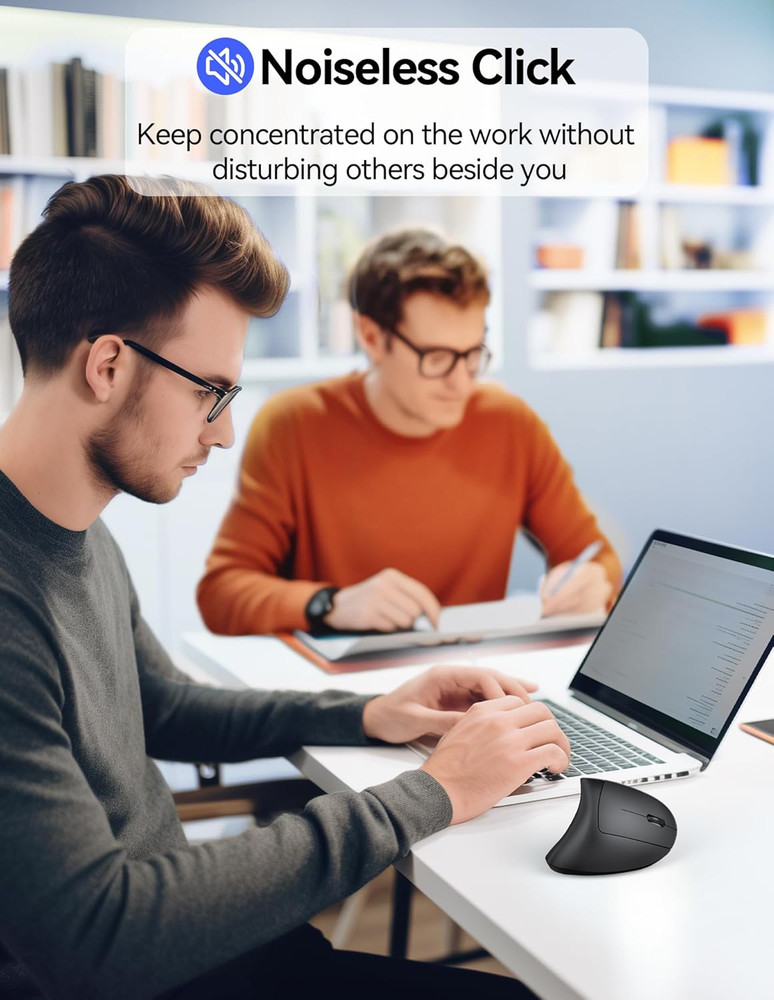 TECKNET Ergonomic Mouse Wireless, Echargeable Mouse Wireless Silent for Carpal T