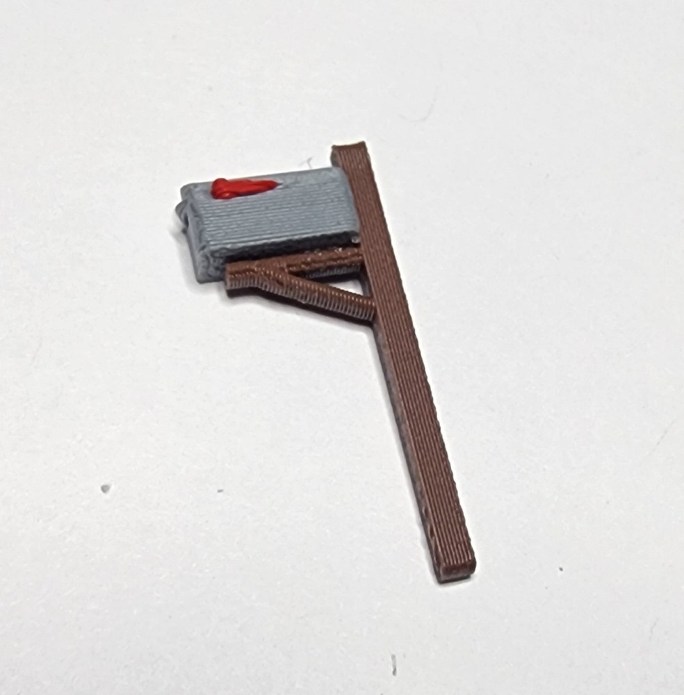 1/64 3D Printed Gray Mailbox with Post