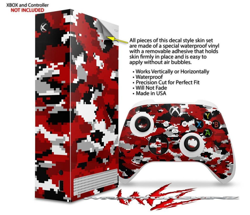 Skins XBOX Series S Console Controller WraptorCamo Digital Camo Red