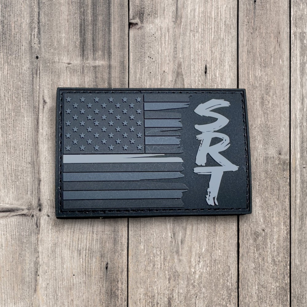 Subdued Tattered Thin Silver Line American Flag SRT PVC Patch