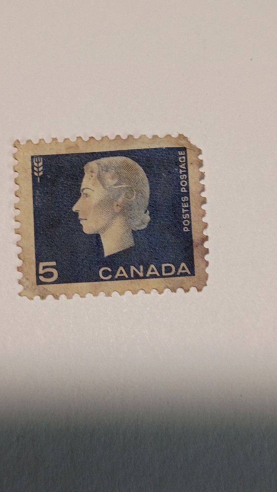 Canada Postage Queen Elizabeth II Blue 5 Cent Stamp