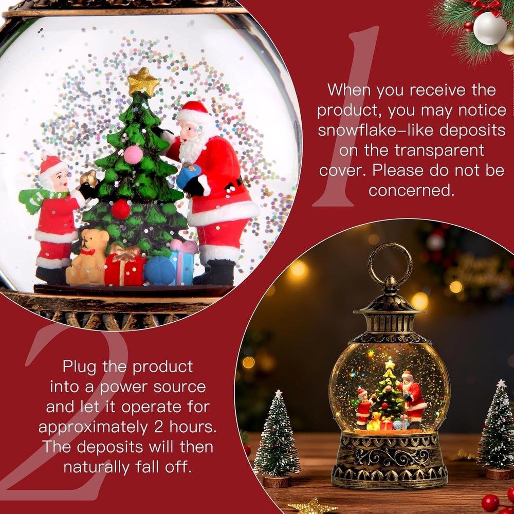 Beautifully Crafted Santa Claus Snow Globe with Soft Light & Timer Functionality