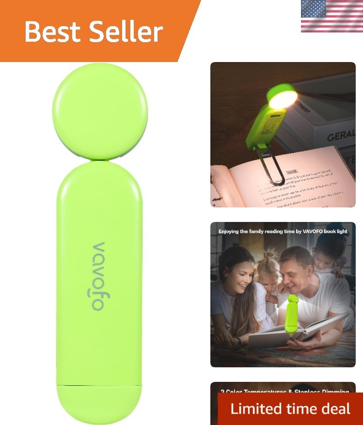 USB Rechargeable Book Light, Blue Light Blocking Clip On Bookmark Shaped Light