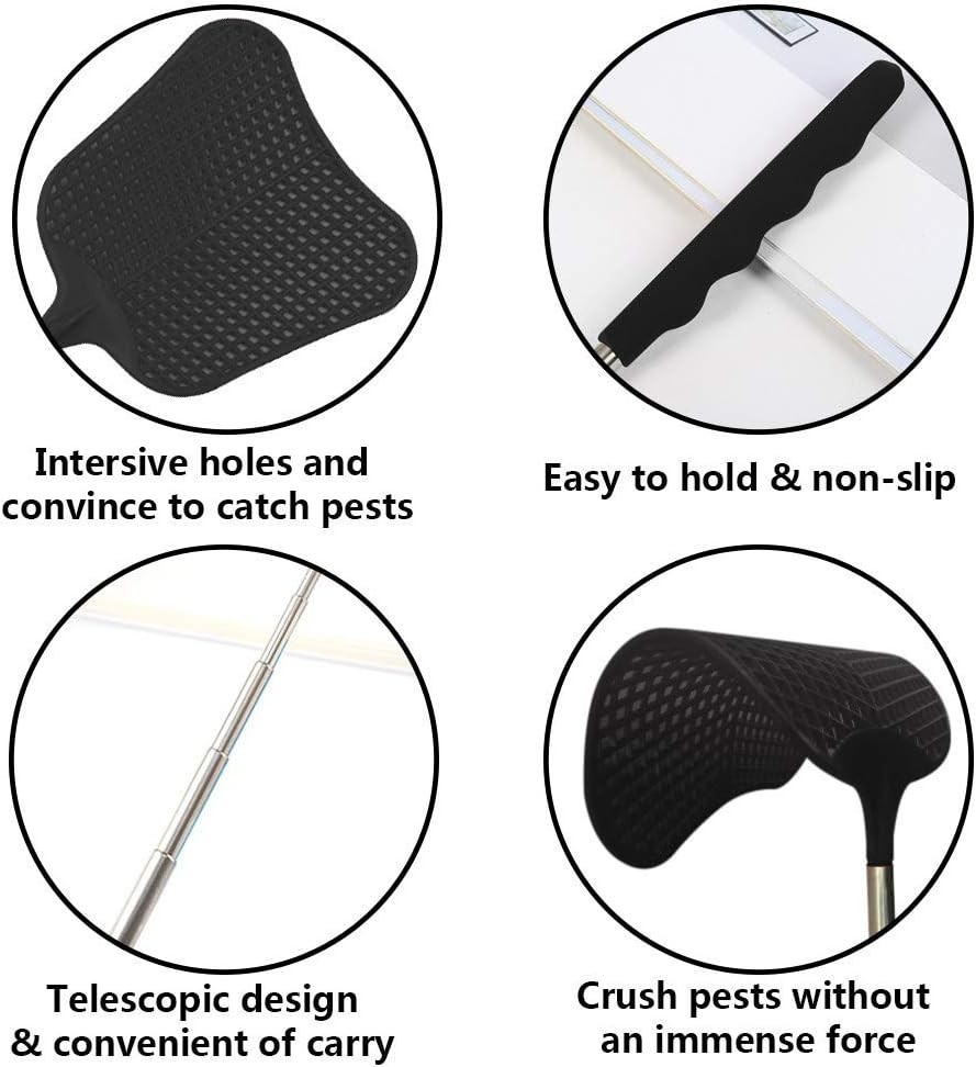 Durable Plastic Fly Swatters with Stainless Steel Handle, 2 Pack