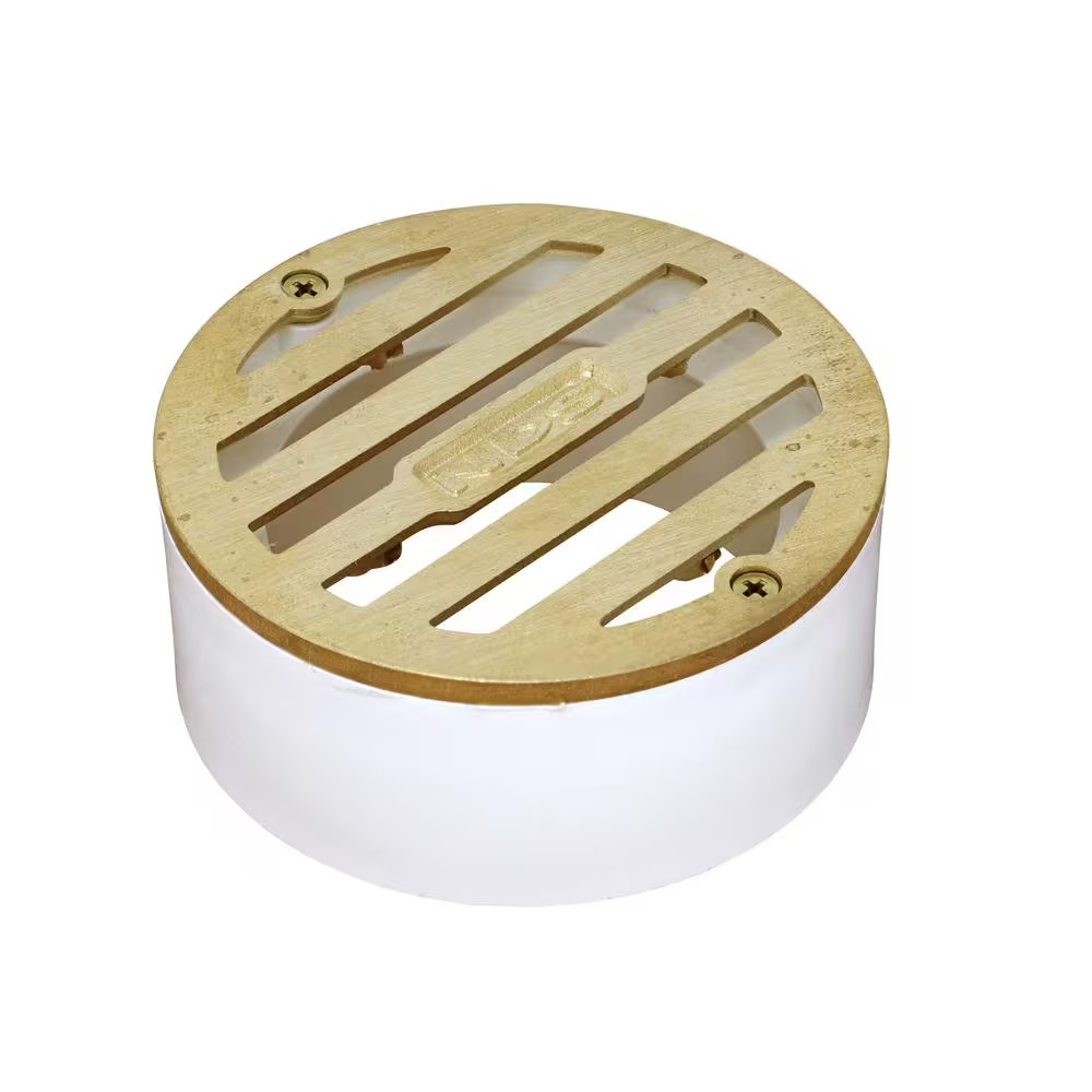 3 In. Brass round Drainage Grate with PVC Collar