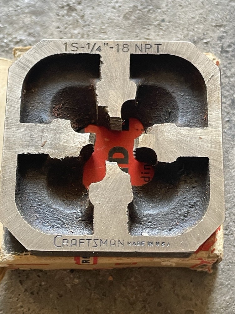 NOS Craftsman pipe threading die 1S-1/4"-18 NPT die