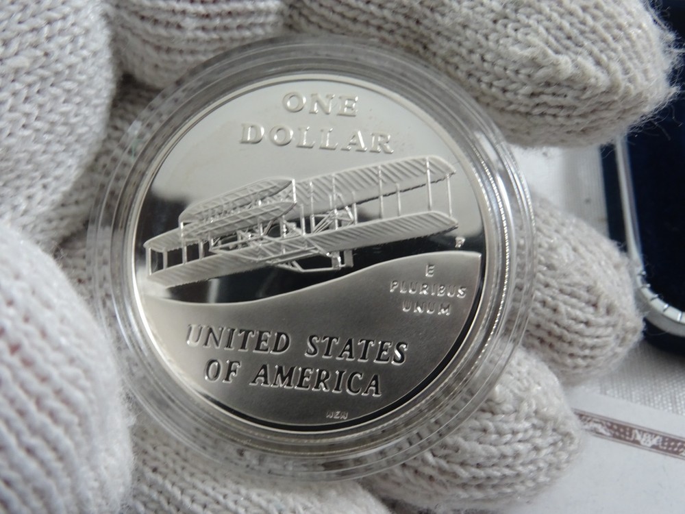 2003 First Flight Silver Dollar Proof Coin & Liberty Wright Monument Half Dollar