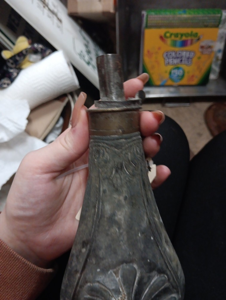 antique powder horn flask
