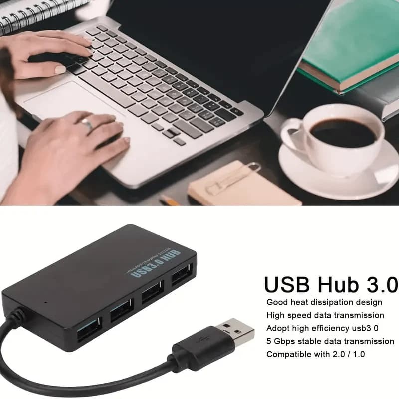 High-Speed USB 3.0 Hub Multi Splitter 4-Port Multiple Expander Adapter Computer