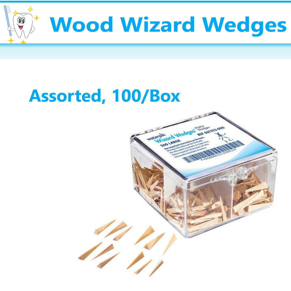 WaterPik 61205 Wizard Wedges Assorted Triangular Birchwood Matrix Wedge 100/Box