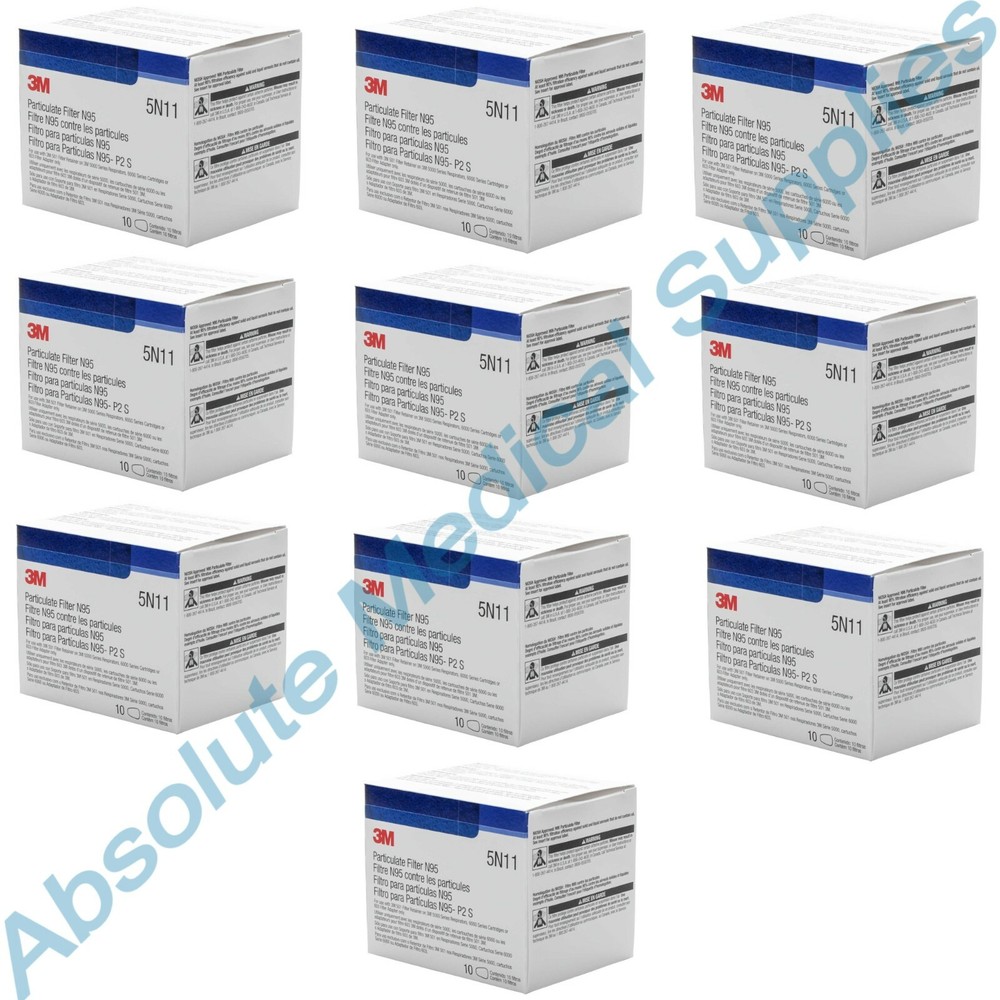 *100-Pieces* 3M Particulate Filter Efficient Against Solid & Aerosols Case 5N11