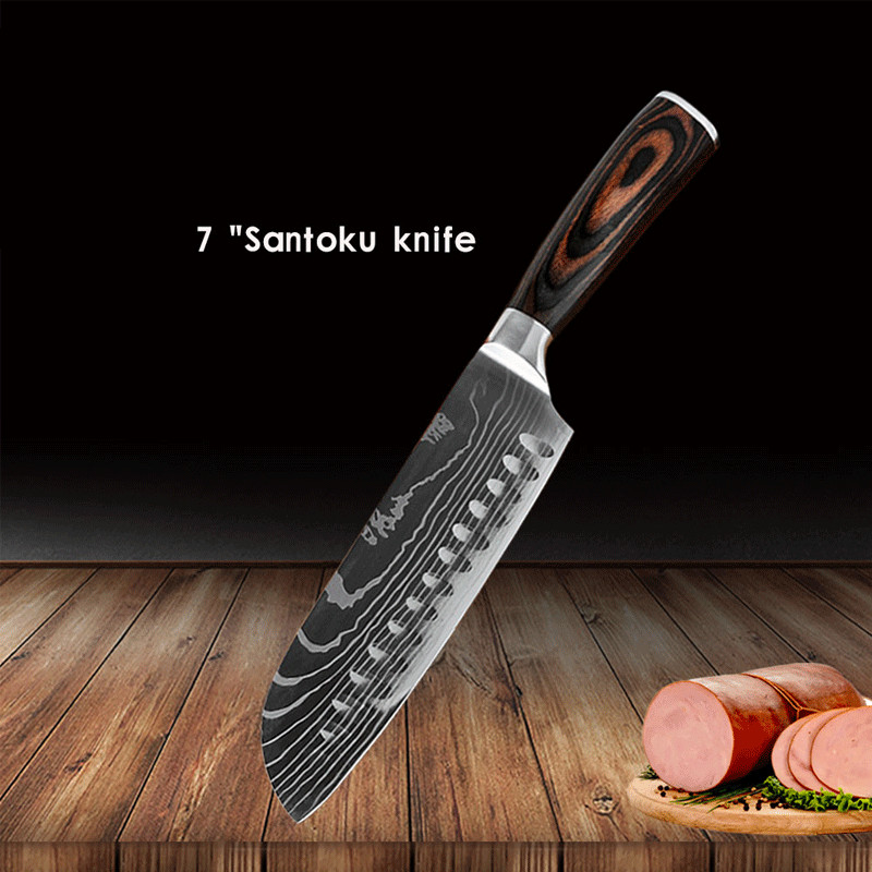 7 Inch Kitchen Knife Sharp Knife Chef Knife Stainless Steel Damascus Pattern US