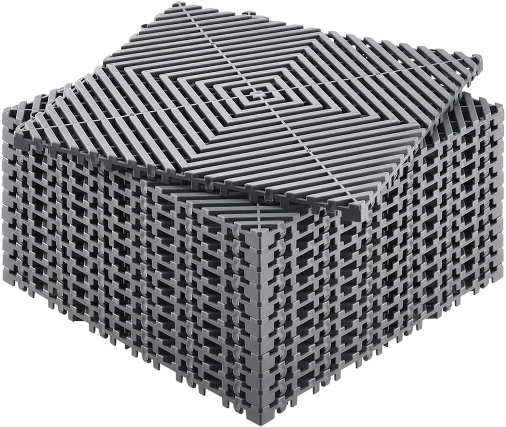 Interlocking Drainage Mat, 12” X 12” Modular Interlocking Cushion, 12 Pcs Splici