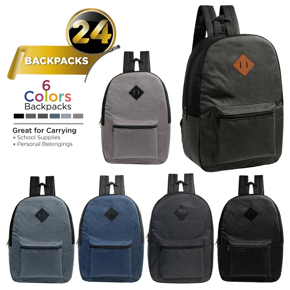 17" Backpack in Assorted Colors Diamond Patch - Case Pack 24