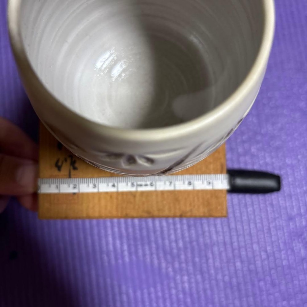 Kiyomizu Ware Teacup Ceramic White Bamboo Pattern Boxed