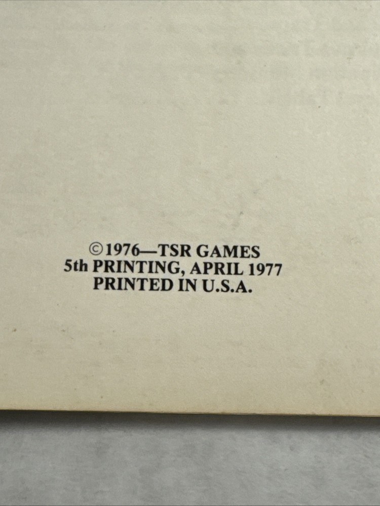 1977 Dungeons & Dragons Greyhawk Supplement 1 - 5th Printing D&D