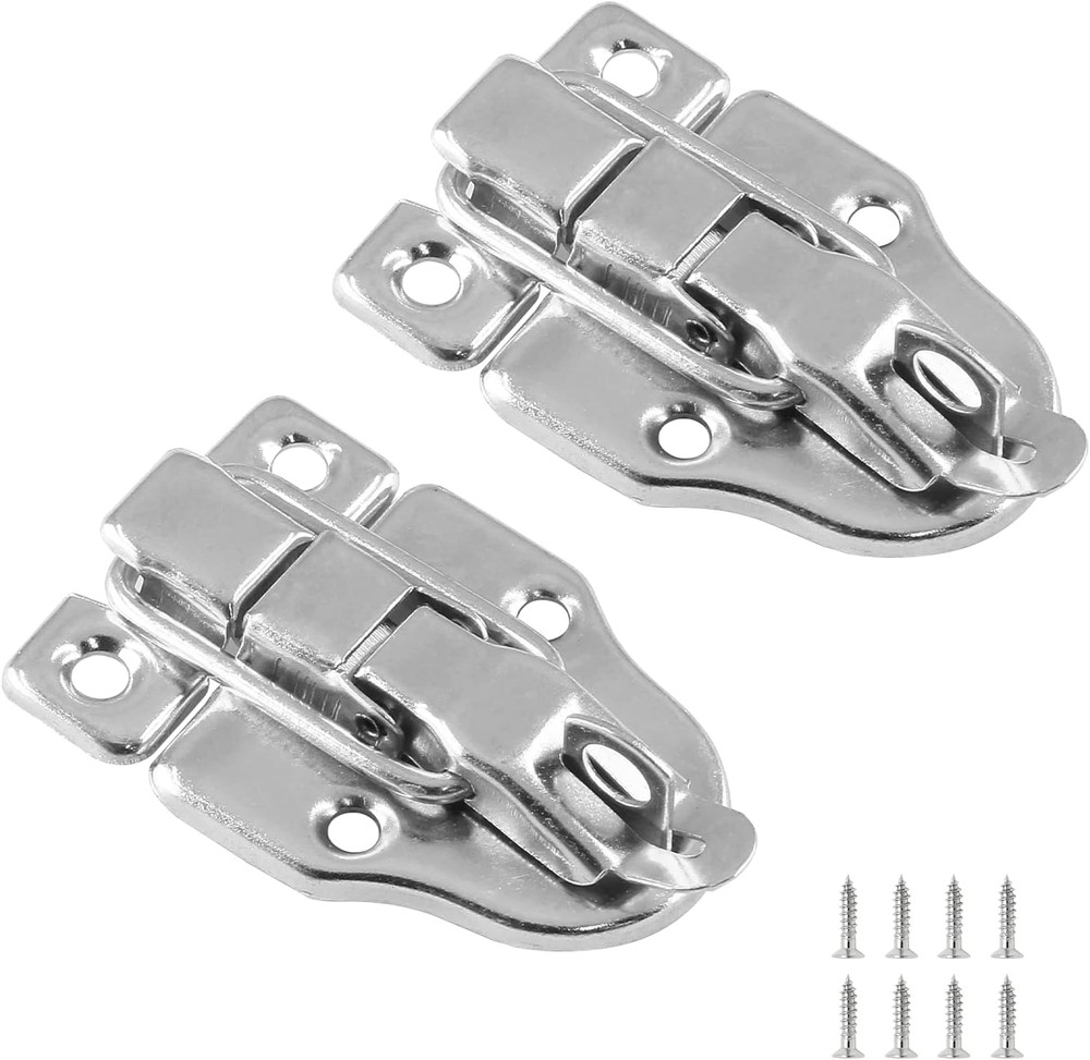 2pc Duckbill Toggle Latch Hasp Silver Box Lock with Padlock Hole Jewelry Case
