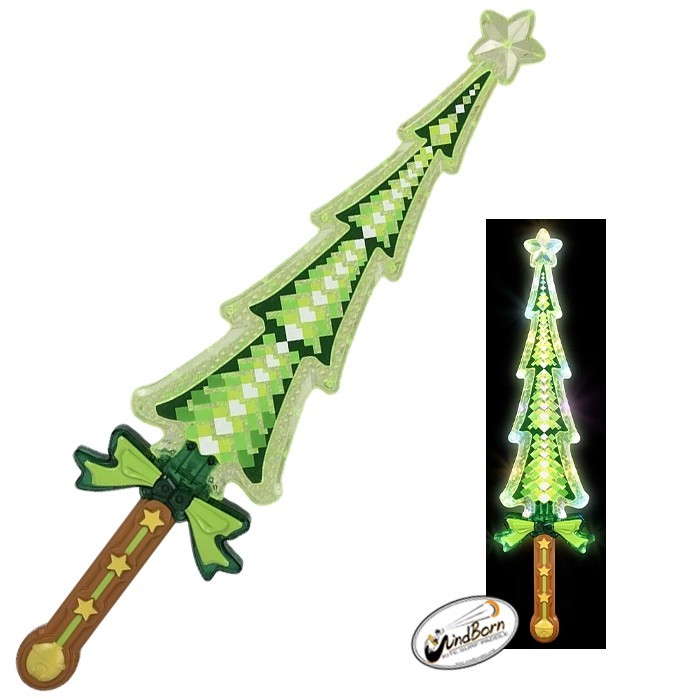 Christmas Tree Bubble Wand & Holiday Tree Sword Light Wand Bundle Christmas Gift