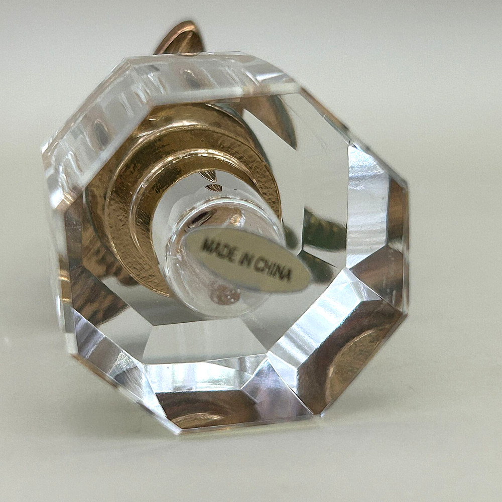 Crystal Perfume Bottle With Enamel Dragonfly Stopper Empty