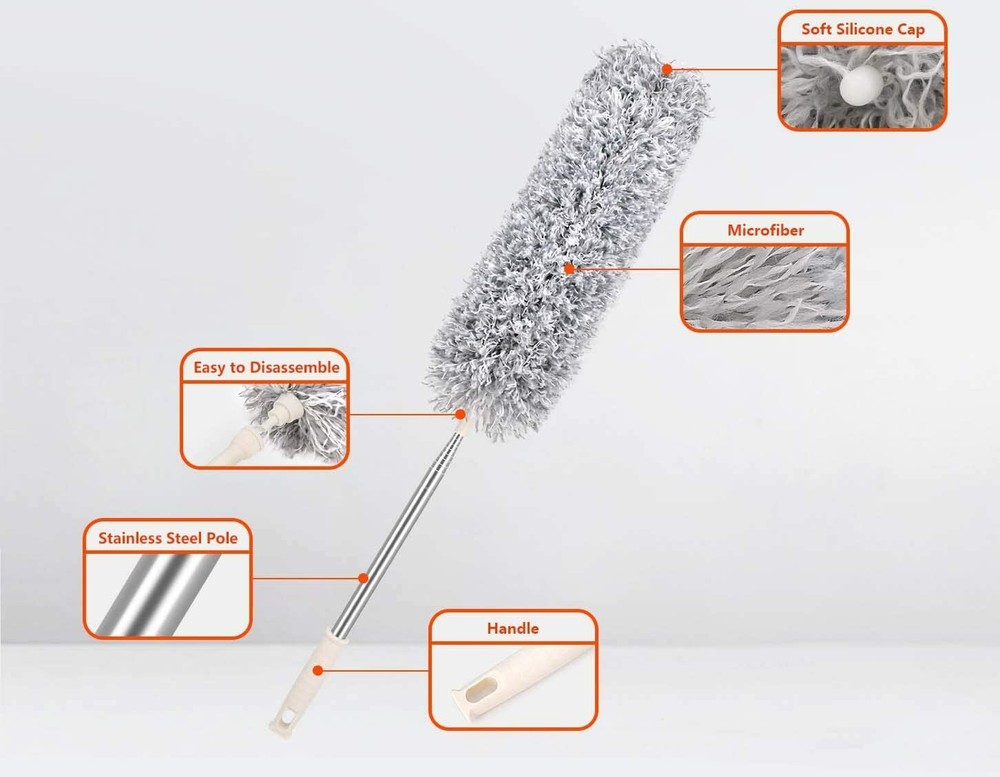 Duster with Extension Pole Bendable Head Extendable Duster for Fan High Ceiling