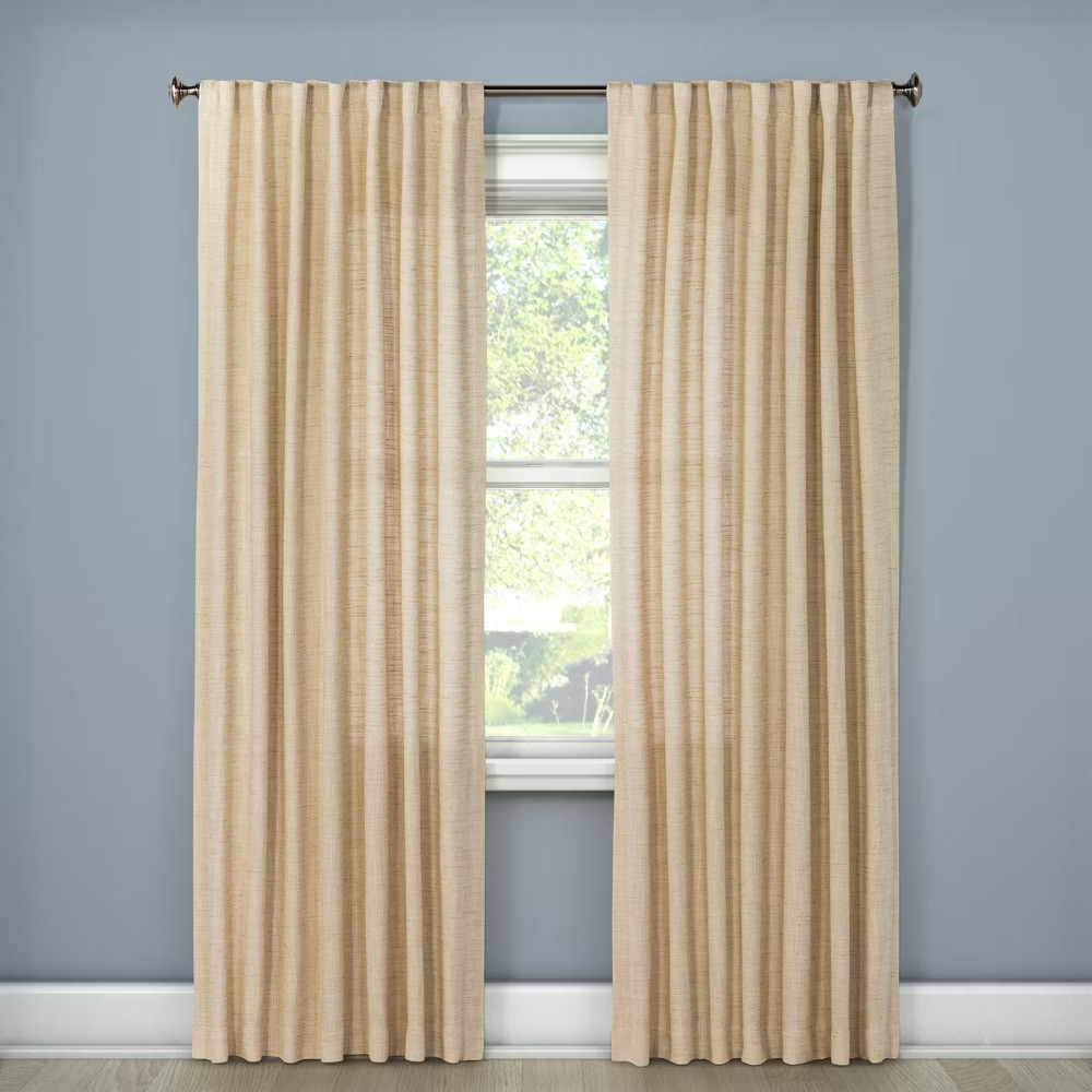 1pc 54"x95" Light Filtering Weave Window Curtain Panel Cream Threshol
