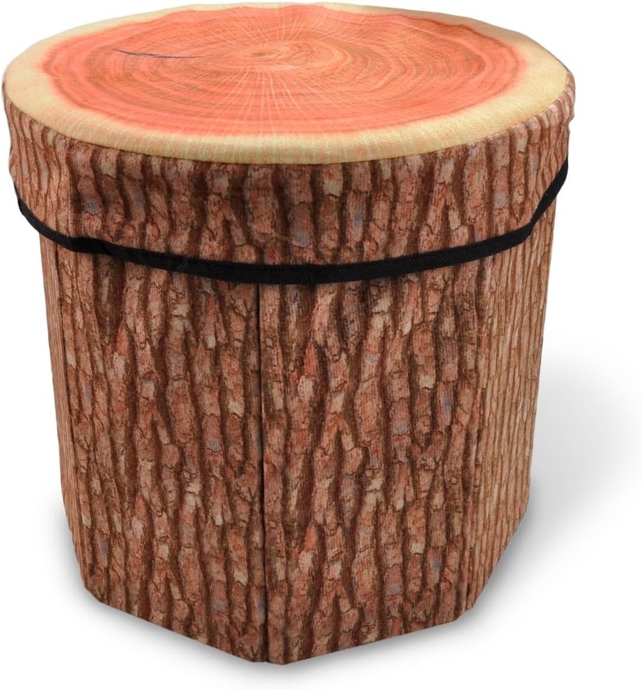CHEFAN Fruit Storage Stool Ottoman, Tree Stump Stool, Folding Storage Box