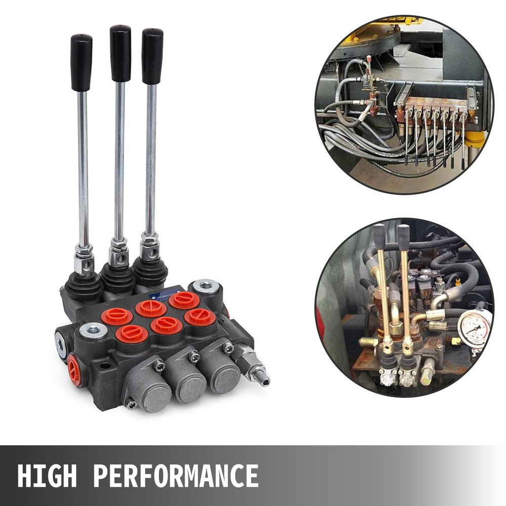 3 Spool Hydraulic Directional Control Valve Double Acting 11 GPM