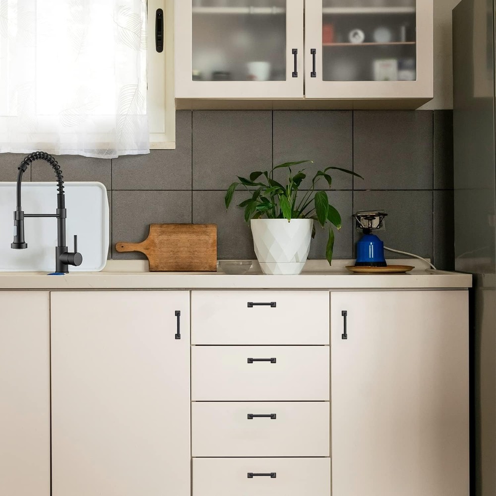 30Pack Matte Black Square Cabinet Pulls - 3-3/4" Arch Handles for Kitchen