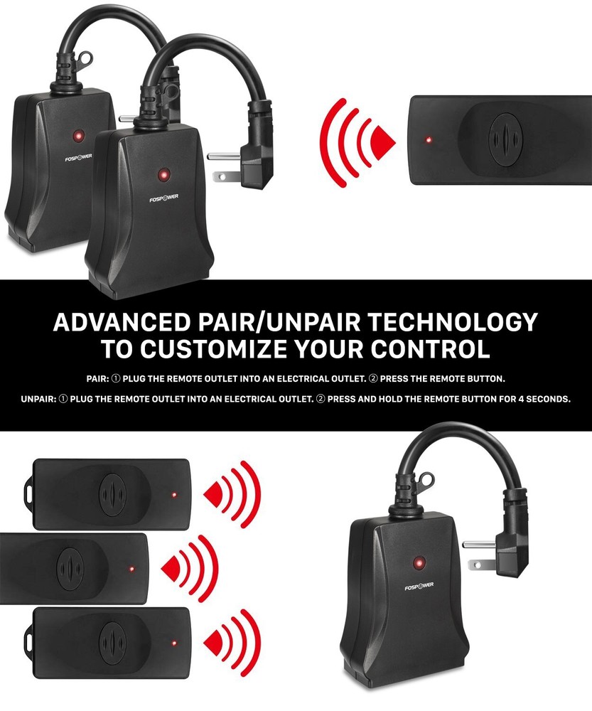 2 Outlet Power Switch Plug Weatherproof Outdoor Light Wireless Remote Control
