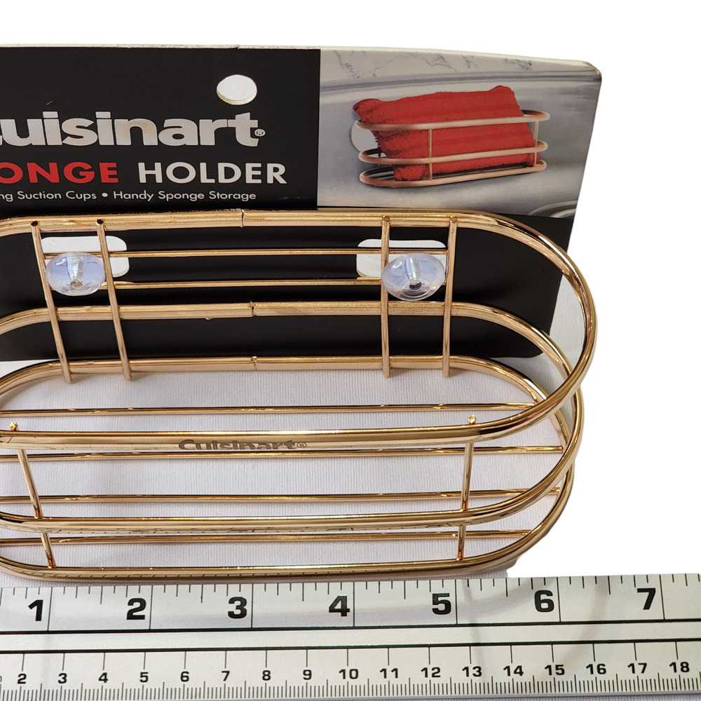 Cuisinart Sponge Basket Suction Cup Mount Kitchen Sink Tool Rack Gold