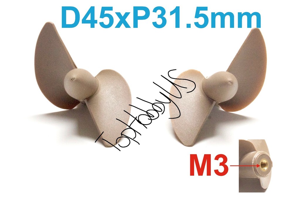 2sets D45xP31.5mm Left & Right RC 2-Blade Boat Propellers, M3 Threaded (US SHIP)