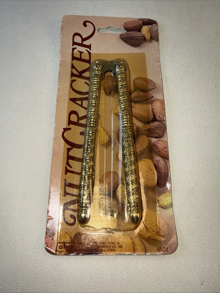 Vintage HMQ Goldtone Nut Cracker Tool NIP