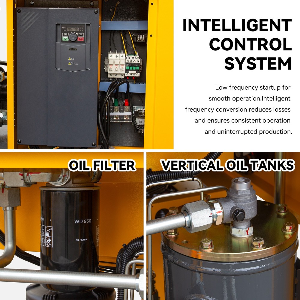 20HP 230V 1Ph/3 Ph Variable Frequency Rotary Screw Air Compressor 81CFM@115PSI