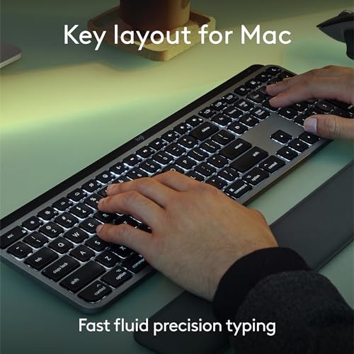 MX Keys S for Mac, Wireless Fluid, Precise Full Size Space Grey Keyboard