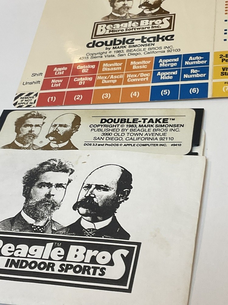 Vintage Apple II Plus IIe Software Beagle Bros Double-Take