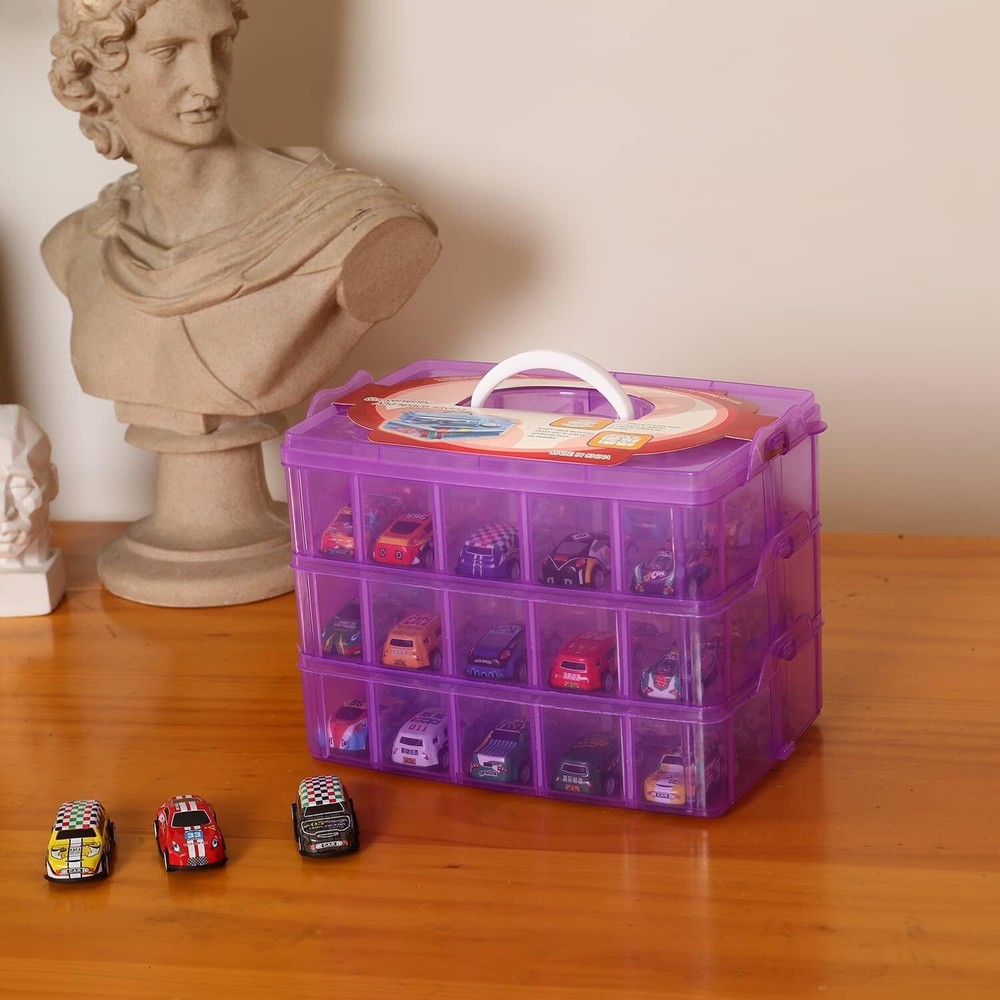 Stylish Purple Stackable Organizer for Crafts with Adjustable Compartment Sizes