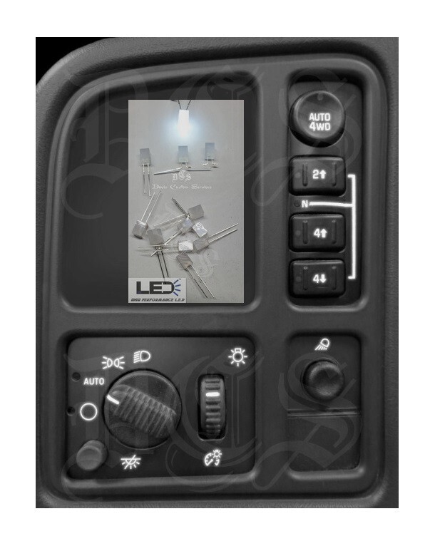 White Left Dash Switch DiY Led Upgrade Kit GM Trucks and SuV's 03-06