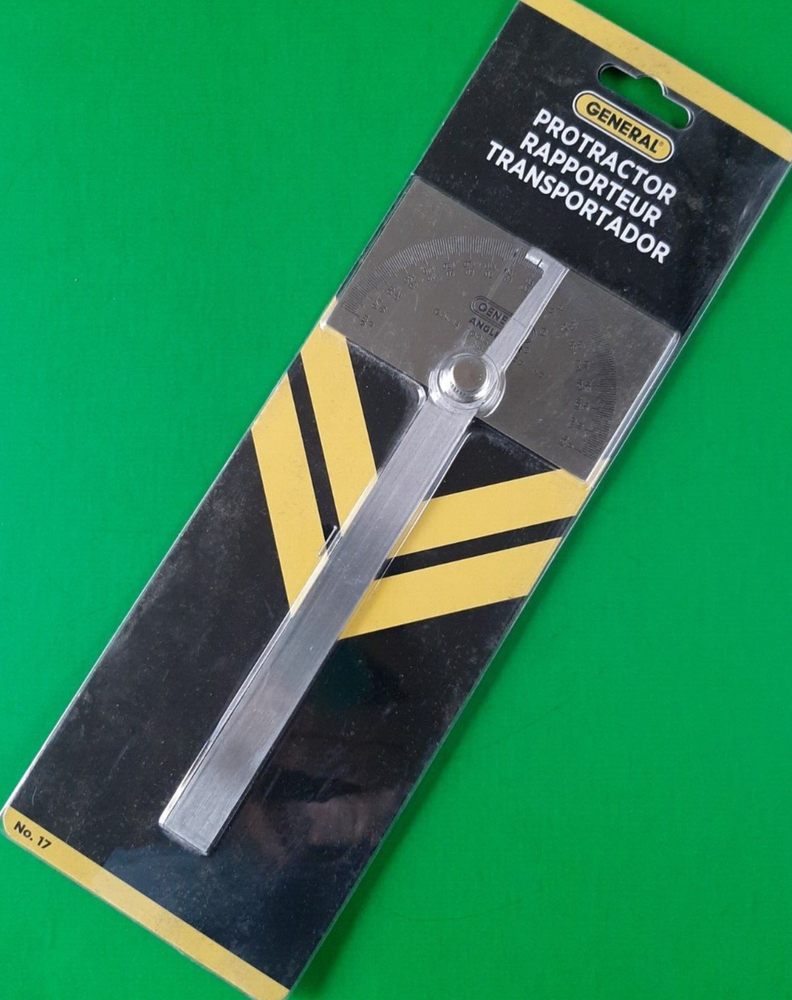 NEW GENERAL TOOLS No. 17 STAINLESS STEEL SQUARE HEAD PROTRACTOR