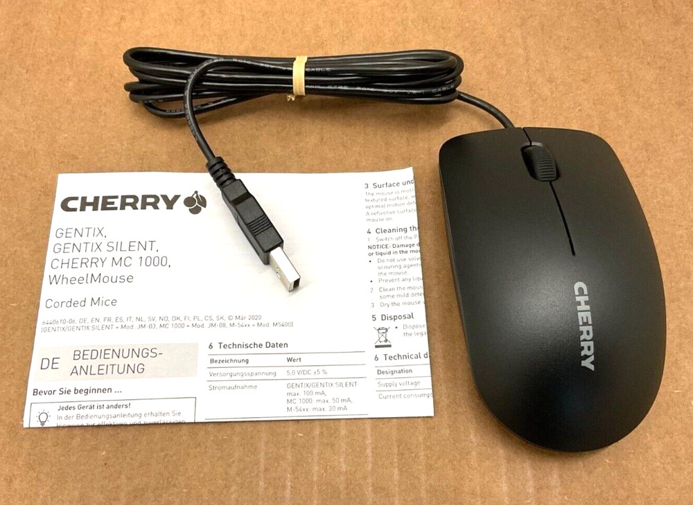 Cherry Electrical MC 1000 USB Mouse Black JM-0800-2 ✅❤️️✅❤️️ New Open Box