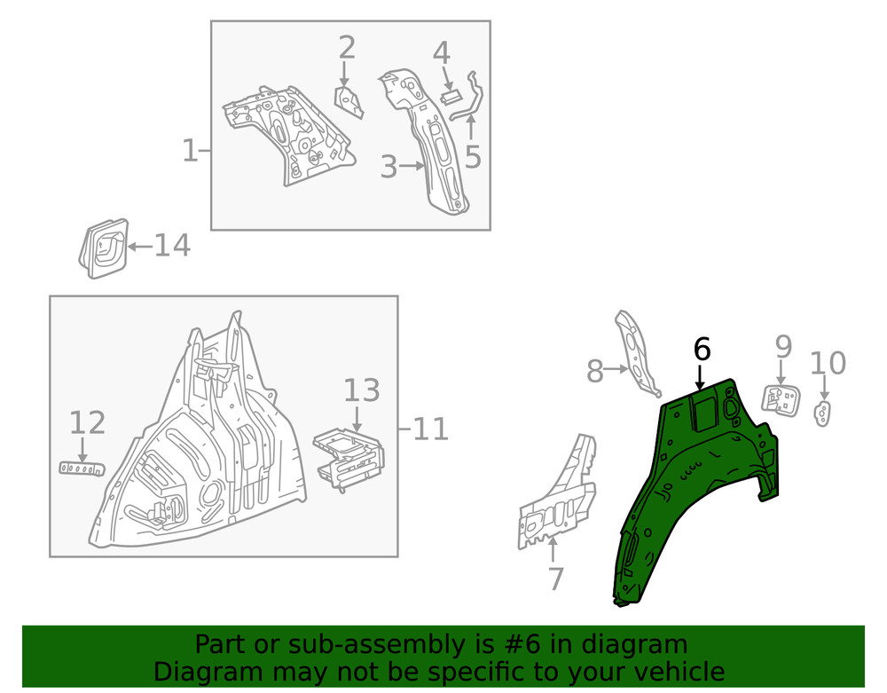 Genuine GM Rear Wheelhouse Outer Panel 95142183